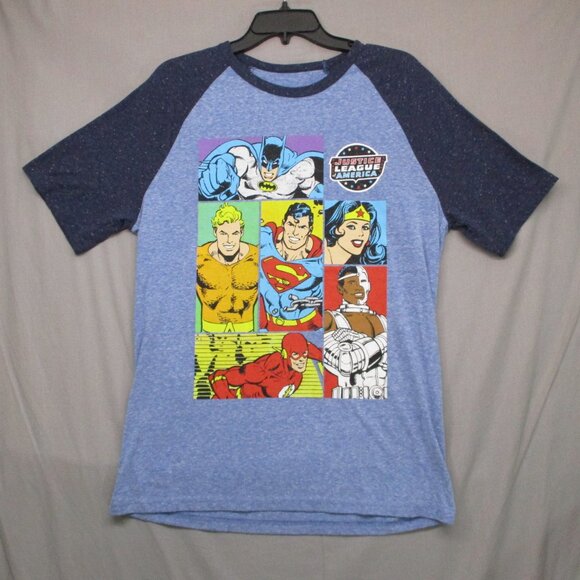DC Comics Character Graphic Print Raglan Short Sleeve Blue Men Size | L - Picture 2 of 10